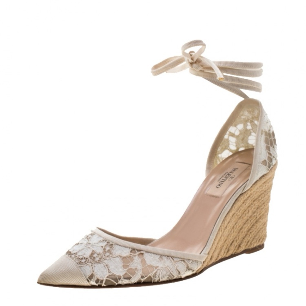 Valentino Lace Wedge Espadrilles